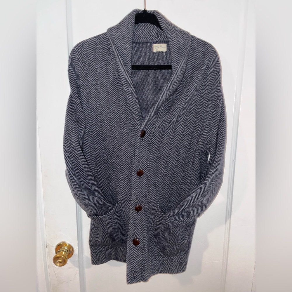 Jcrew wool blend shawl collar herringbone cardigan